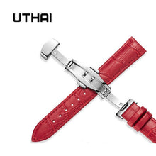 Load image into Gallery viewer, UTHAI Z09 Genuine Leather Watchbands 12-24mm Universal Watch Butterfly buckle Band Steel Buckle Strap Wrist Belt Bracelet + Tool