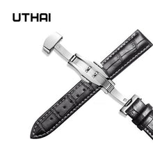 Load image into Gallery viewer, UTHAI Z09 Genuine Leather Watchbands 12-24mm Universal Watch Butterfly buckle Band Steel Buckle Strap Wrist Belt Bracelet + Tool